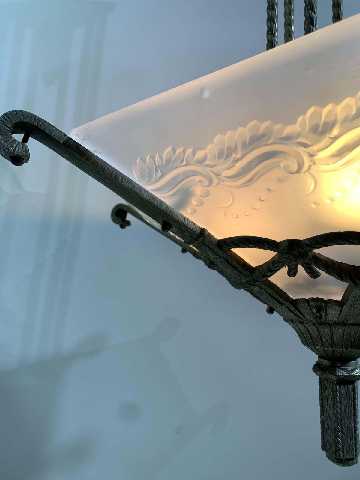 photo buy French Art Déco Chandelier Signed Muller Frères Luneville, Circa 1930