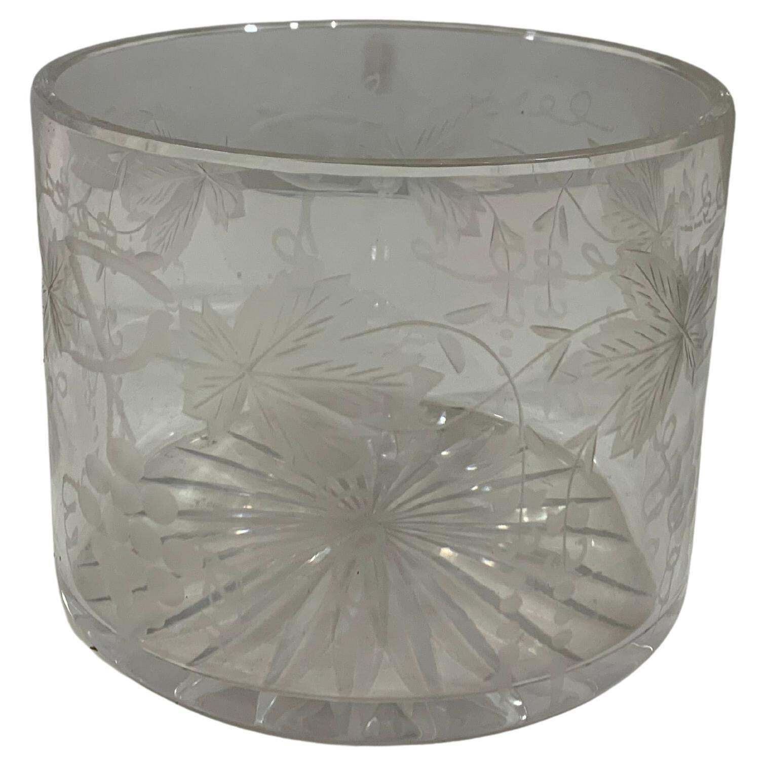 Mid 20century Bartlett Collins, Frosted & Etched Grapes Ice Bucket/ Serving Bowl