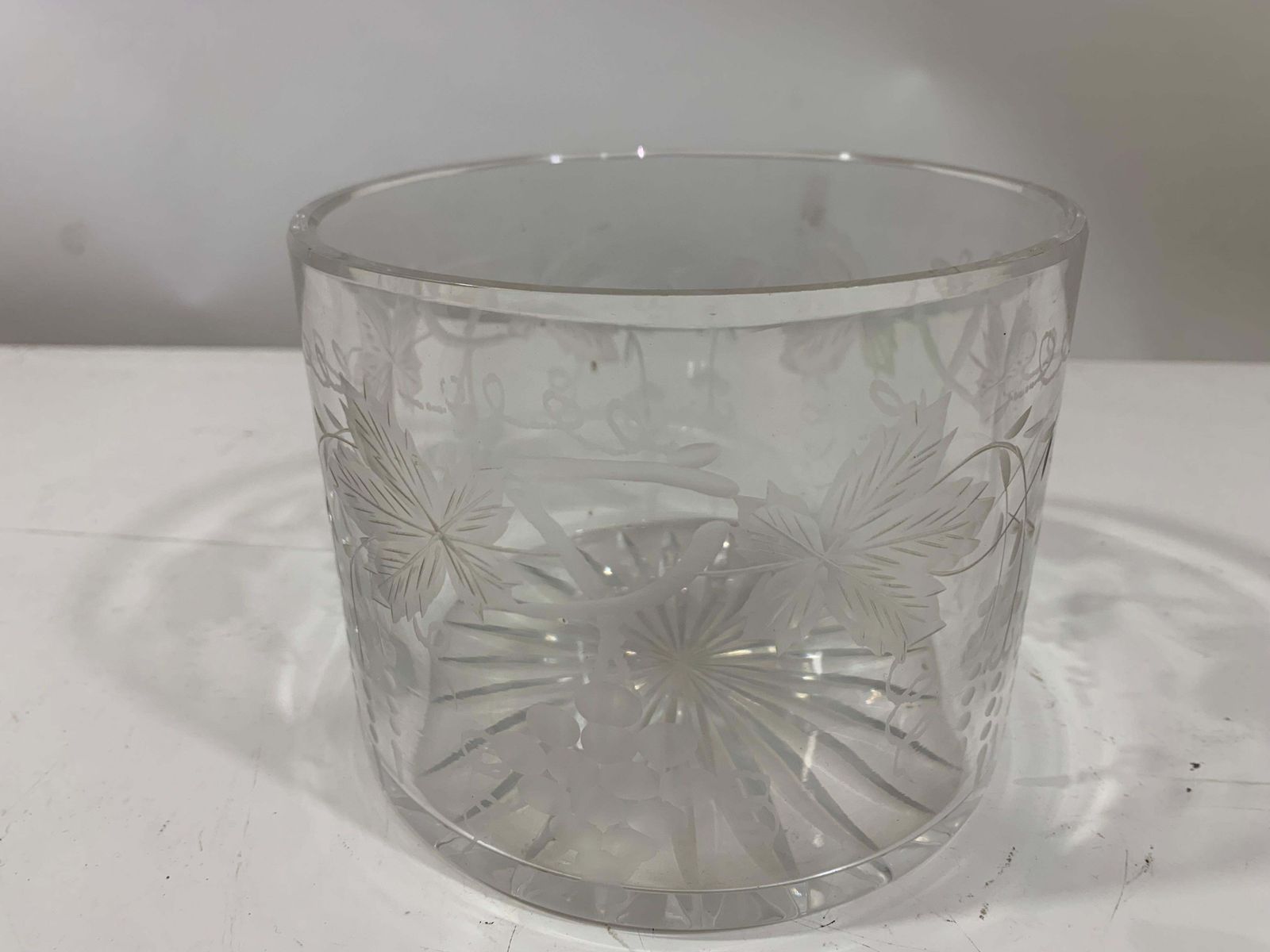 Mid 20century Bartlett Collins, Frosted & Etched Grapes Ice Bucket/ Serving Bowl photo 1338.0
