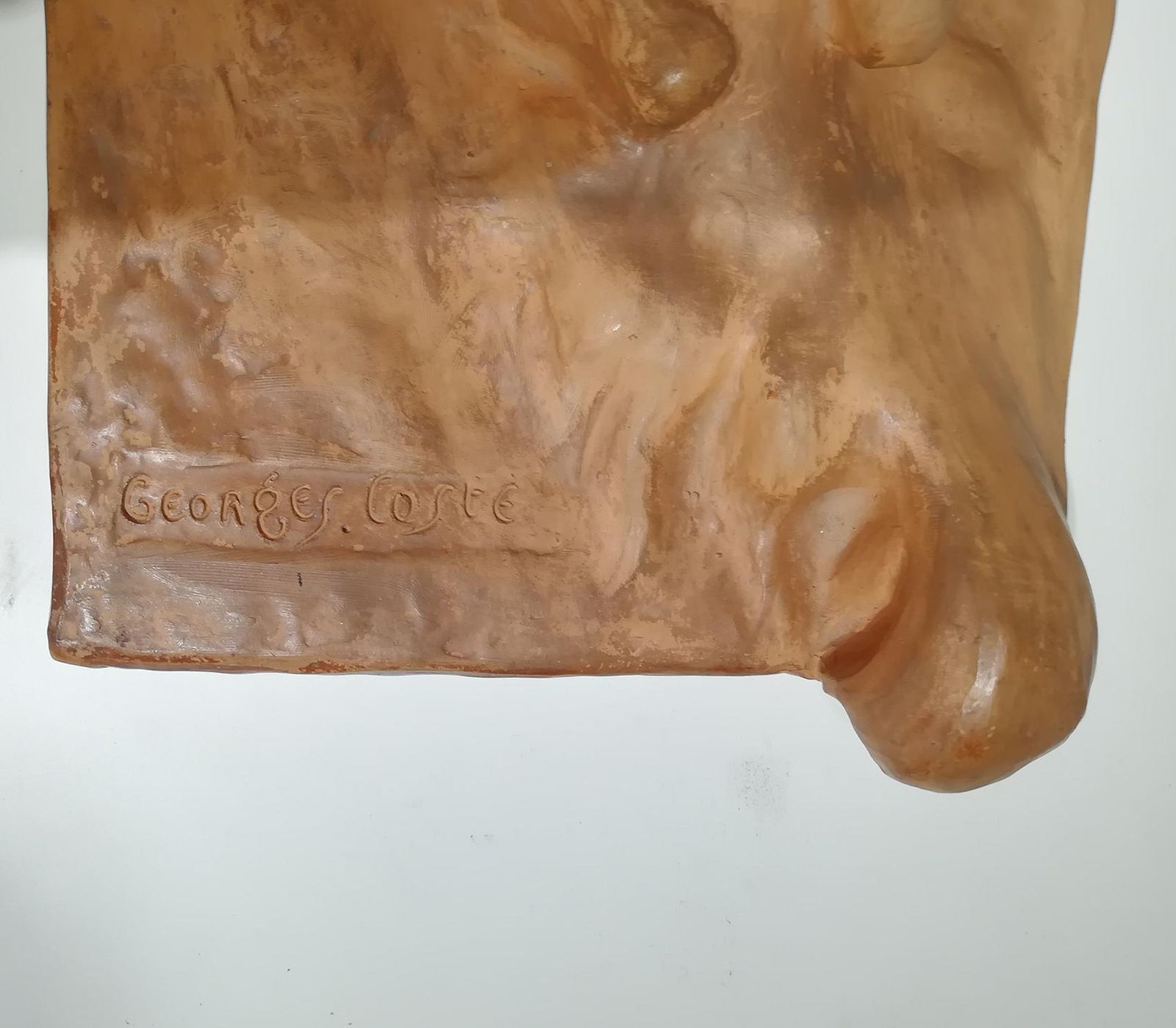 Art Deco Terracotta Sculpture Of A Woman With Her Borzoi Signed Georges Coste photo 3835.0