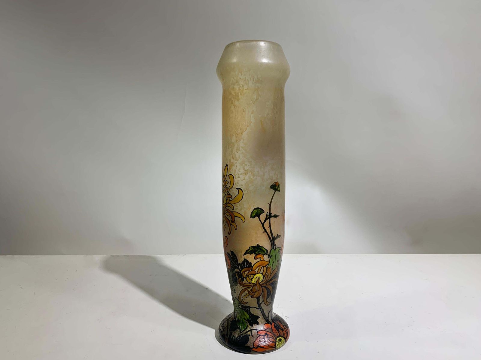 Art Nouveau Enameled Flower Vase Signed "Legras" photo vinterior