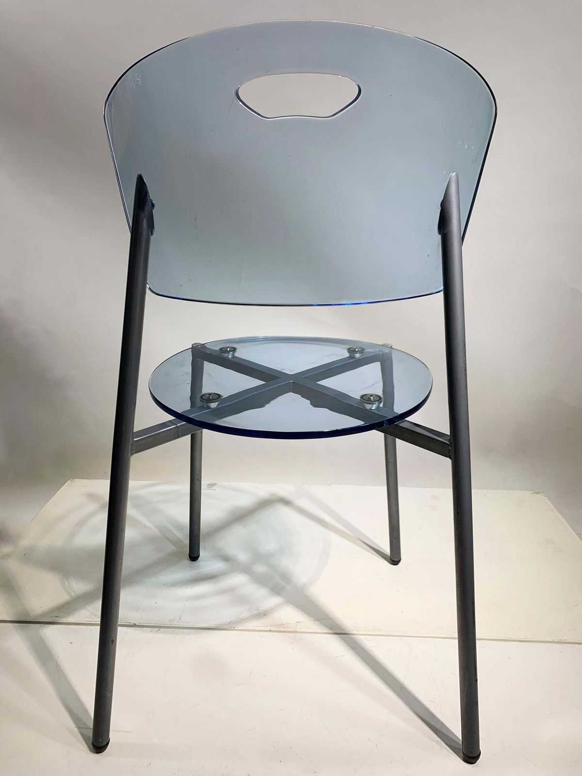 Set Of 4 Mid Century Modern Blue Transparent Pmma Chairs photo buy