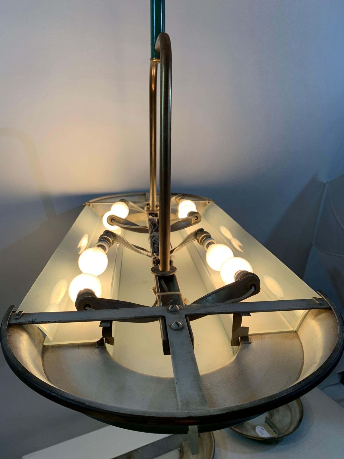 Lighting Mid20th Century Art Deco Oval Chandelier With 2 Sconces La Brocante D' Alexandra photo