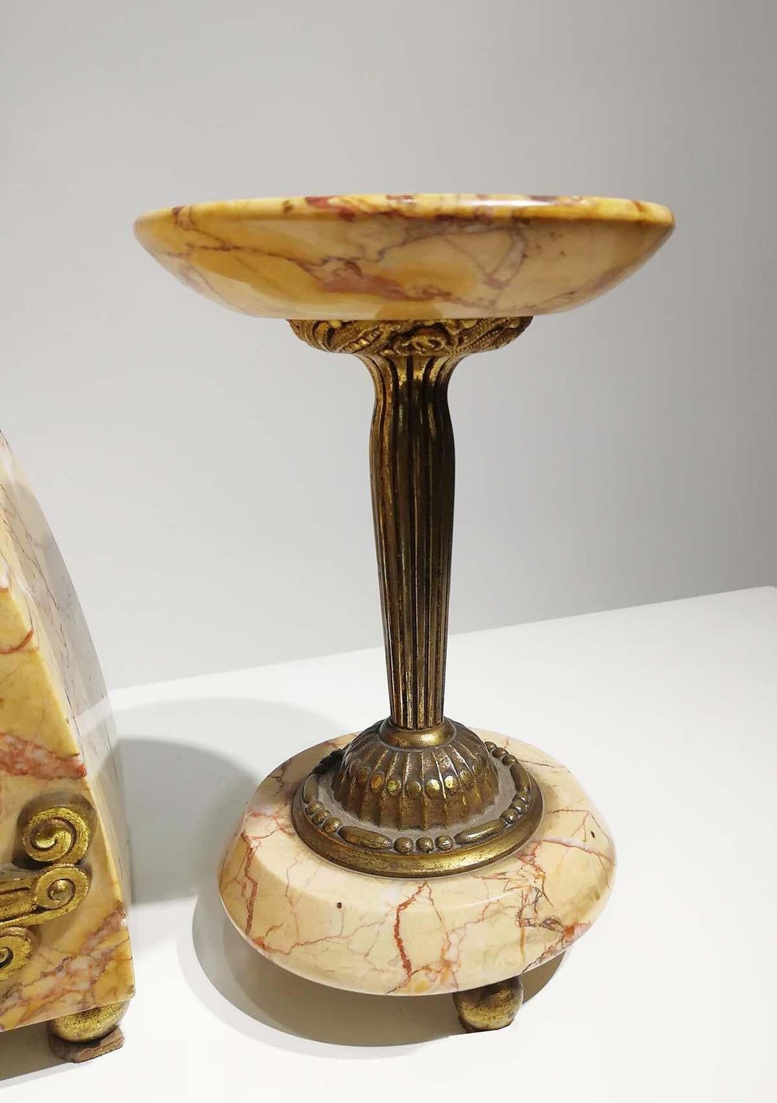 Marble And Gilt Bronze Clock Set, Signed Bonnet And Pottier, France, 1930 photo 5069.0