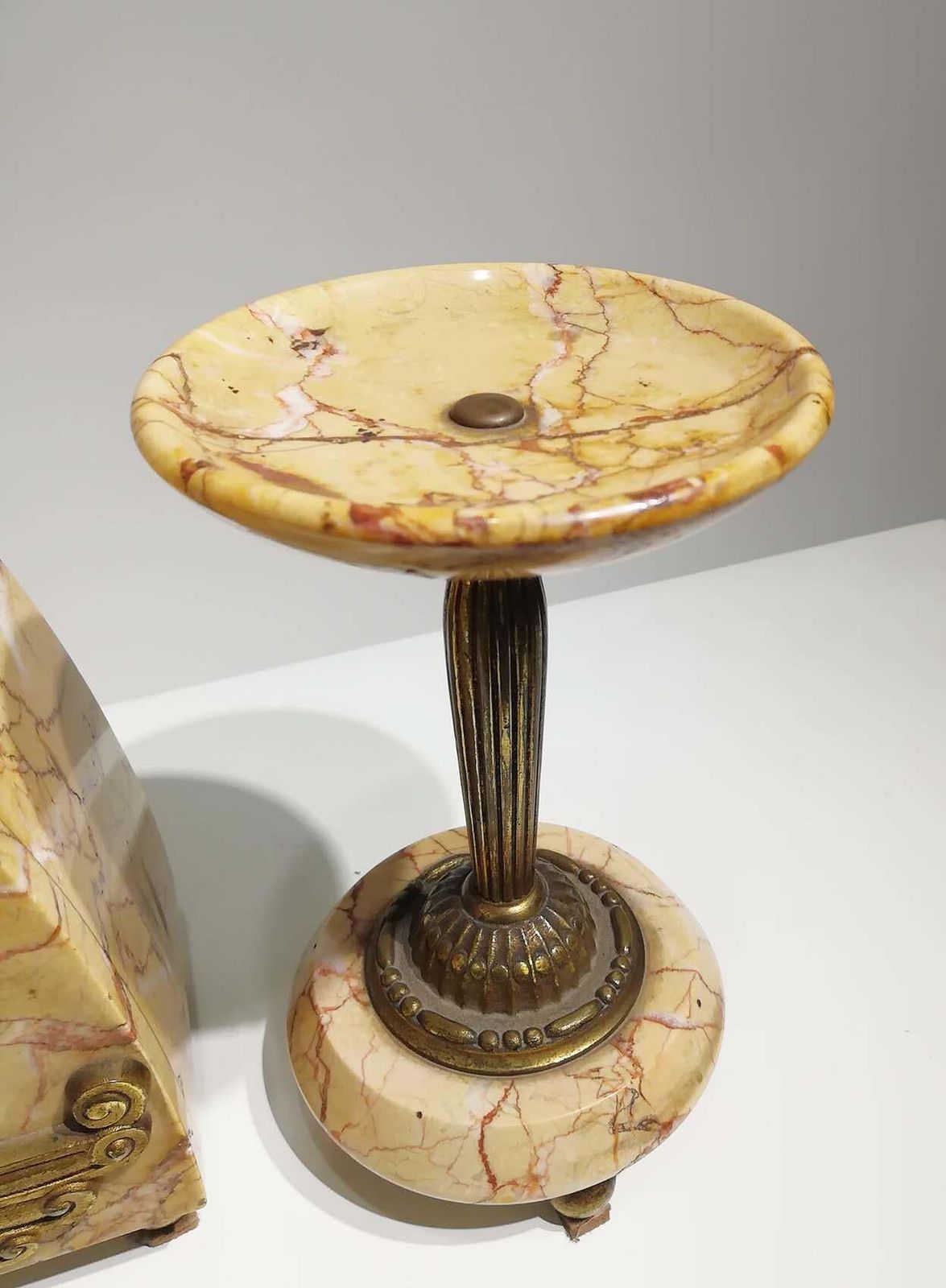 Marble And Gilt Bronze Clock Set, Signed Bonnet And Pottier, France, 1930 photo vinterior