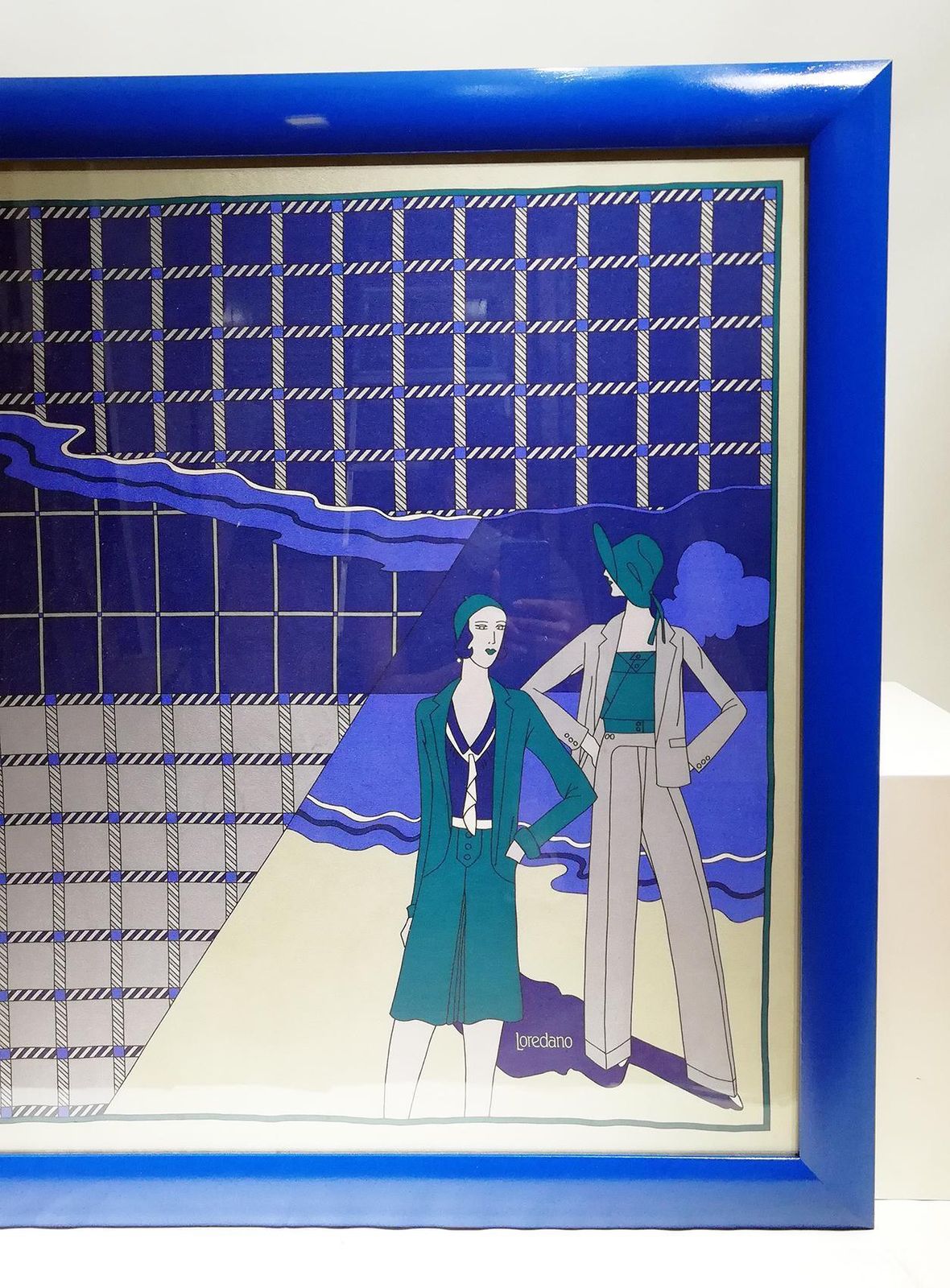 Loredano, Framed Vintage Silk Scarf, Circa 1980 photo Art