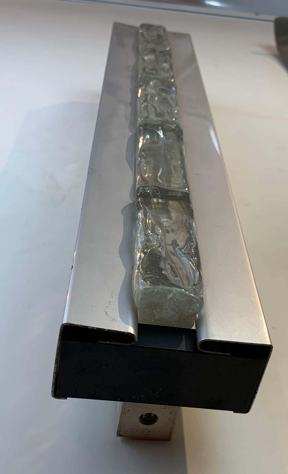 photo for sale Pair Of French Art Deco Sconces With 5 Saint Gobain Glass Bricks, Circa 1970