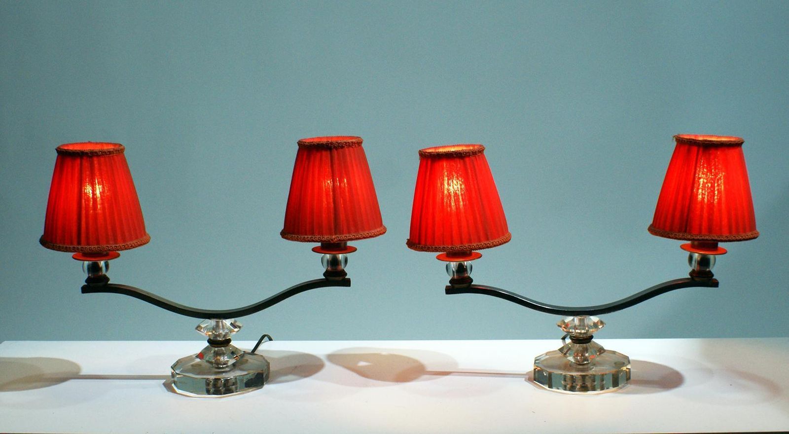 Stunning Pair Of Art Deco Table Lamp In The Style Of Jules Leleu photo furniture