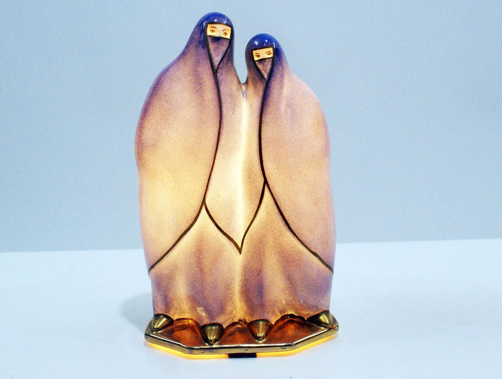 Pair Of French Art Deco Porcelain Figural Lamp Signed Limoges photo vinterior