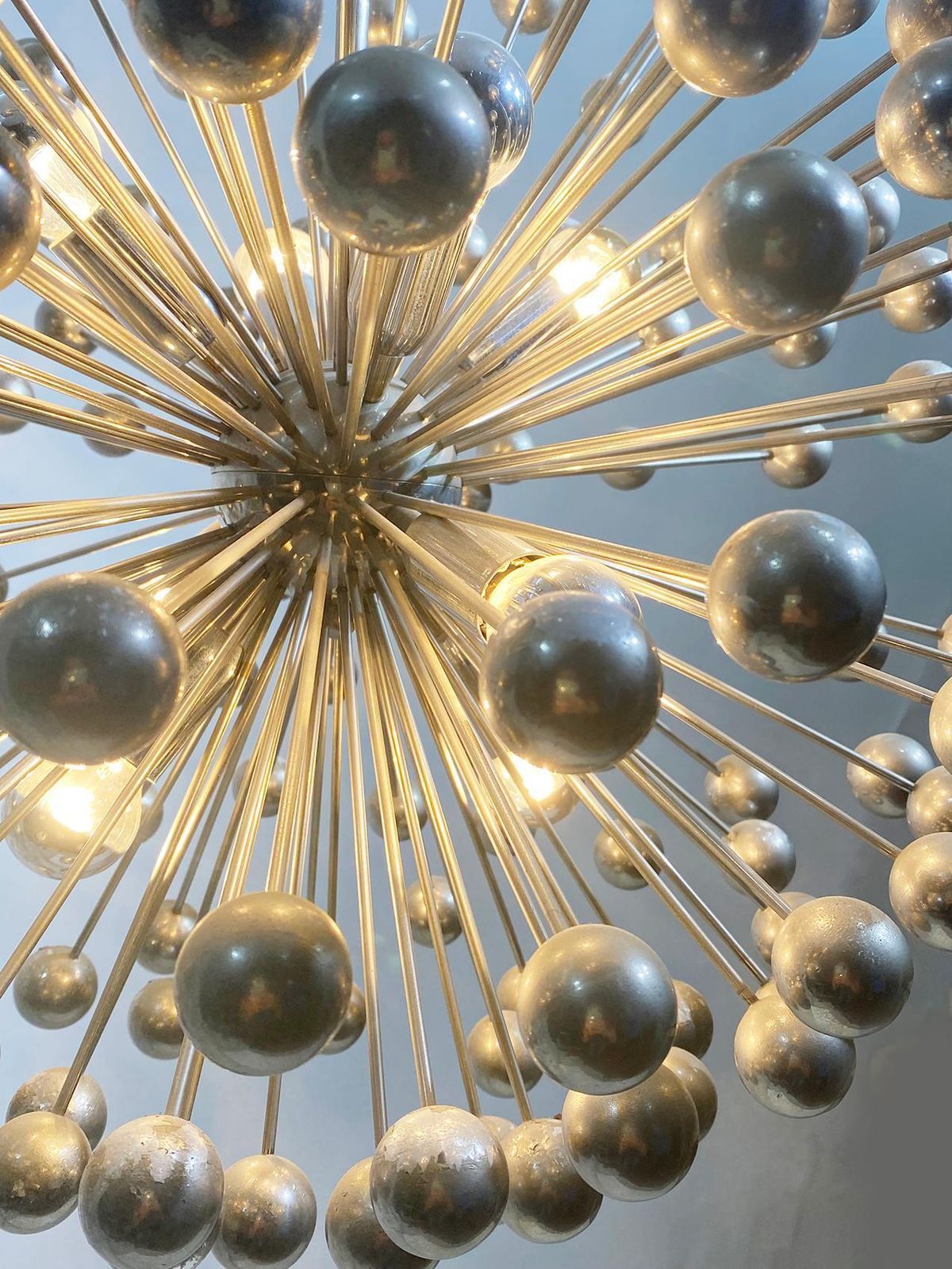 photo for sale Mid Century Italian Chromed Sputnik Chandelier, 1960s