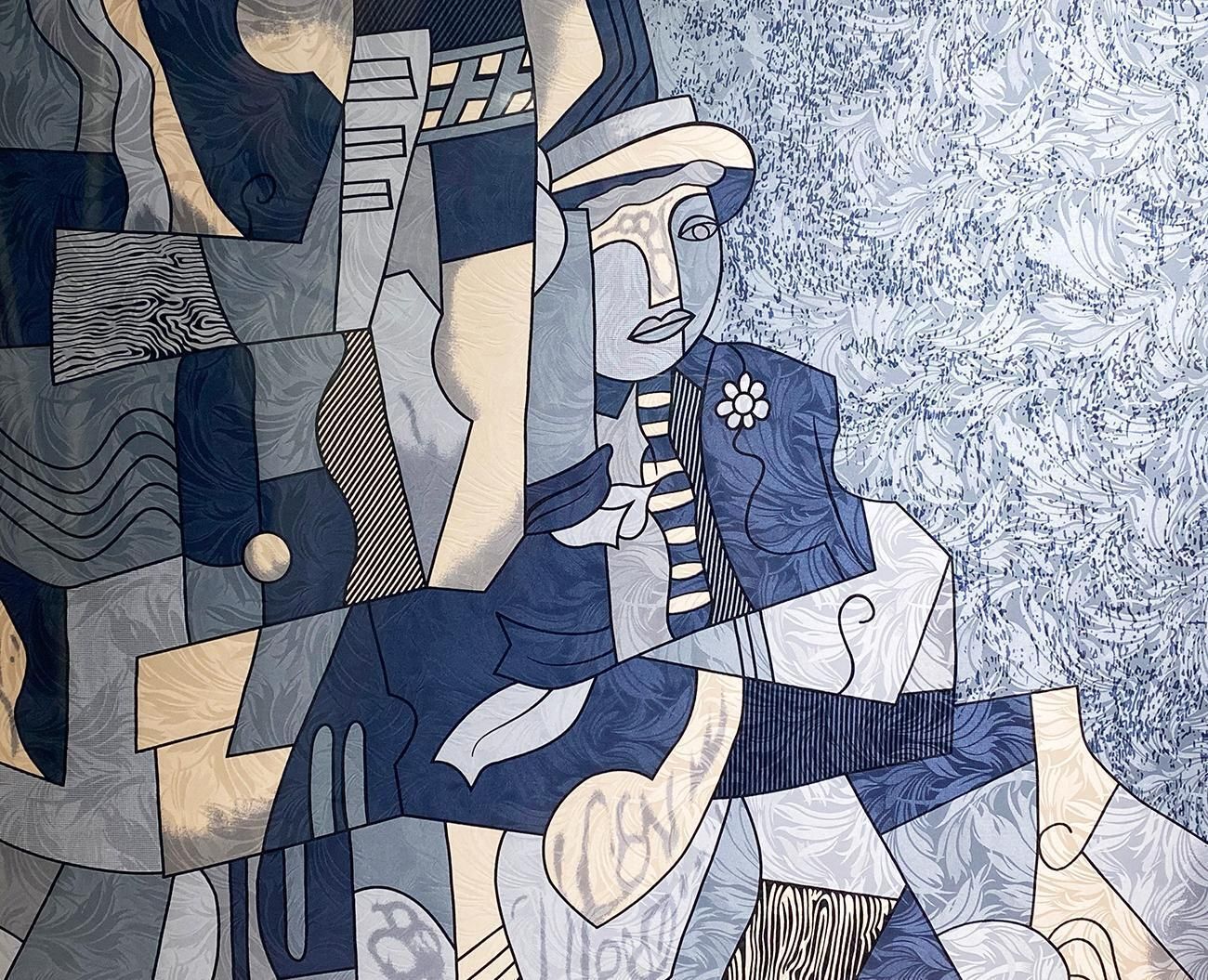 Anne De Sevil Figurative Framed Silk Scarf In The Style Of Pablo Picasso, France photo furniture