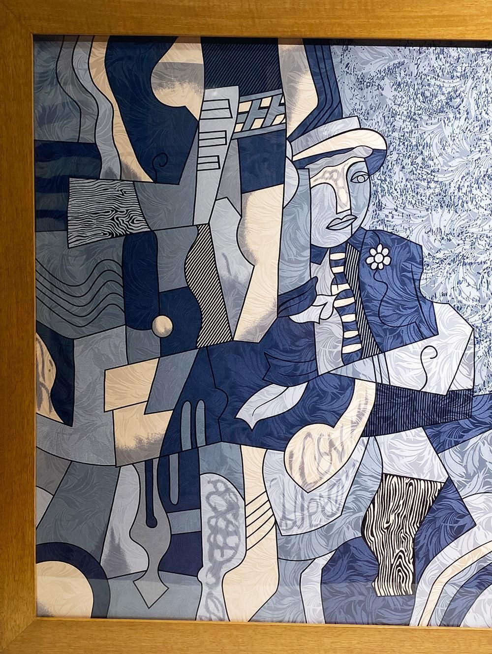 photo furniture Anne De Sevil Figurative Framed Silk Scarf In The Style Of Pablo Picasso, France