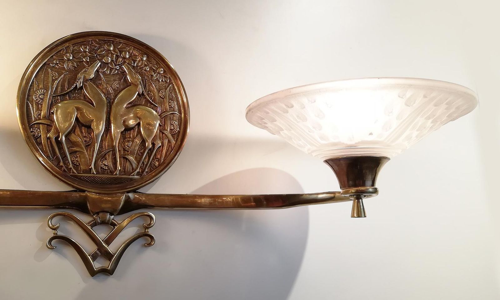 Gorgeous And Rare Pair Of French Art Deco Sconces Signed Muller Frères Luneville photo for sale