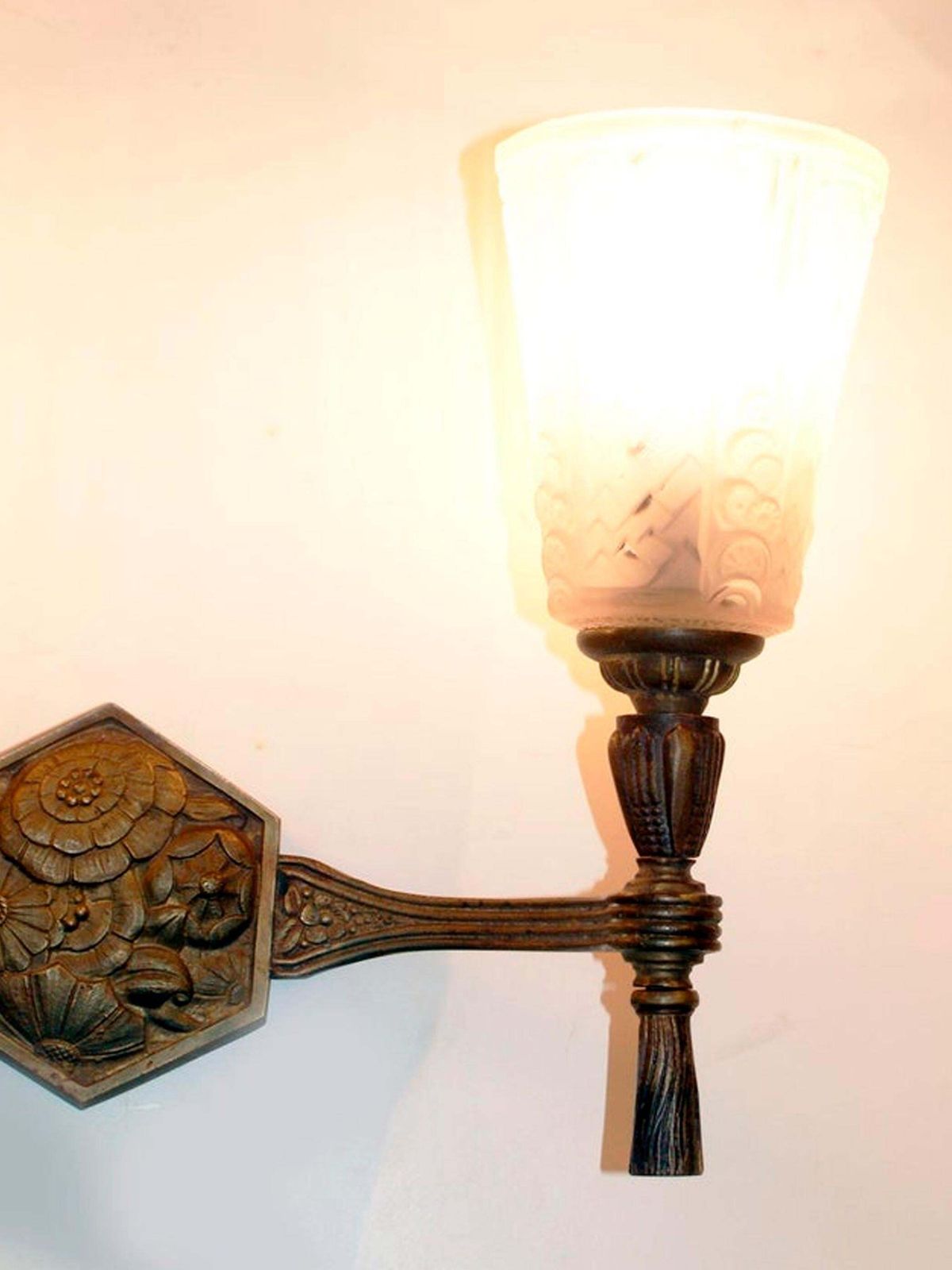 Pair Of Art Deco Sconces Signed Muller Freres Luneville photo buy