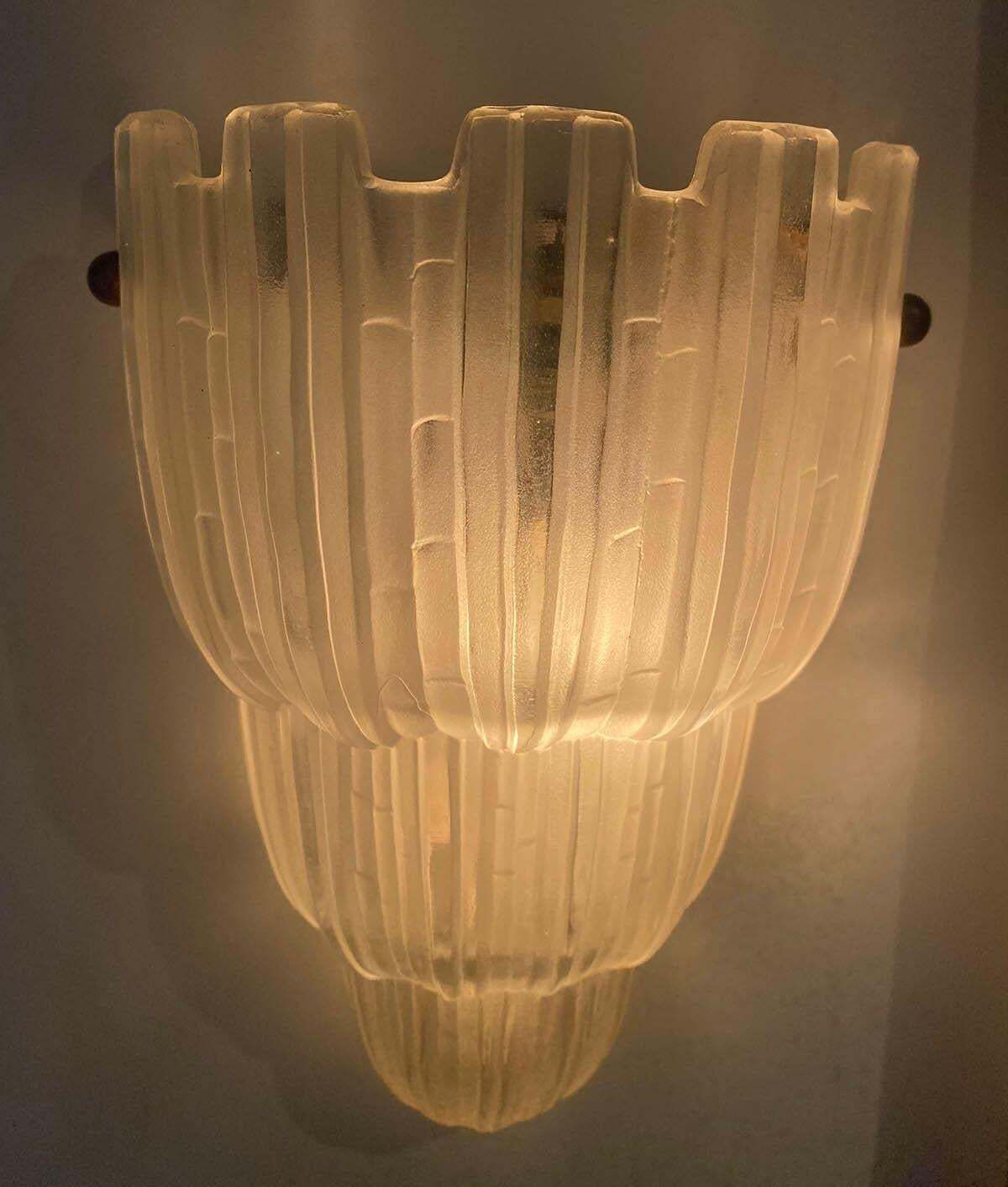 photo for sale Pair Of French Art Deco "Waterfall" Sconces Signed By Sabino, Circa 1930