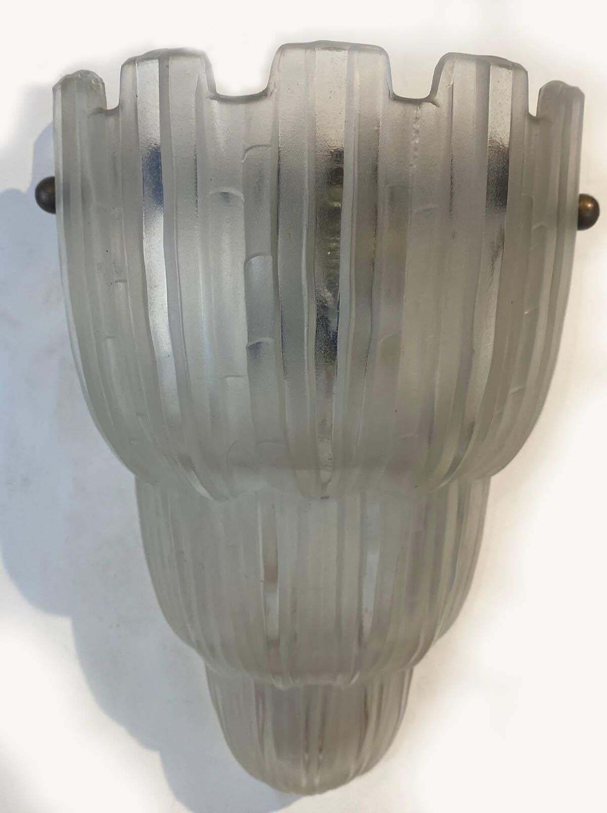 Lighting Pair Of French Art Deco "Waterfall" Sconces Signed By Sabino, Circa 1930 photo