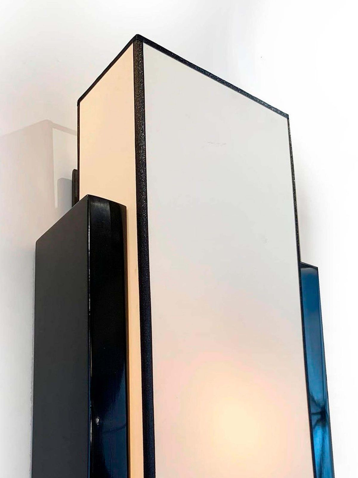 Pair Of Wall Lamps In Black Lacquered Wood Circa 1970 photo buy