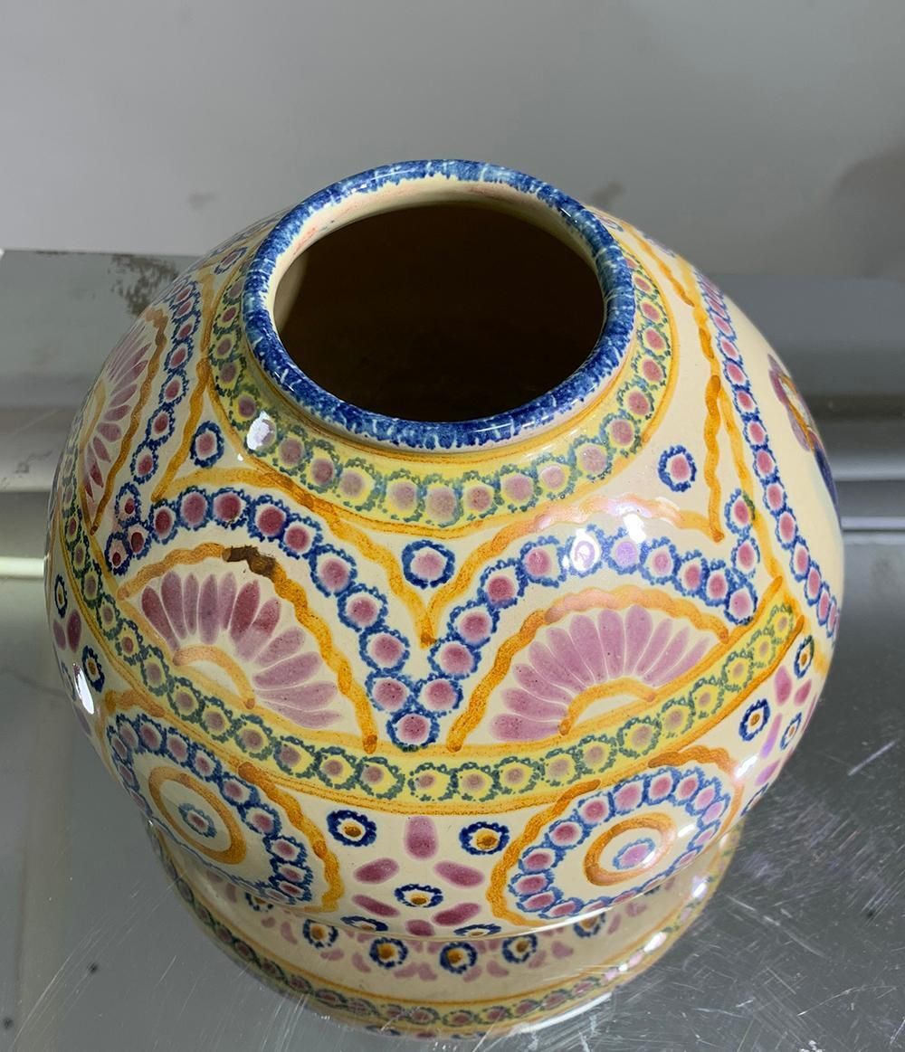 Mid 20th Century French Hand Painted Faience Vase Signed Henriot Quimper photo Home Decor