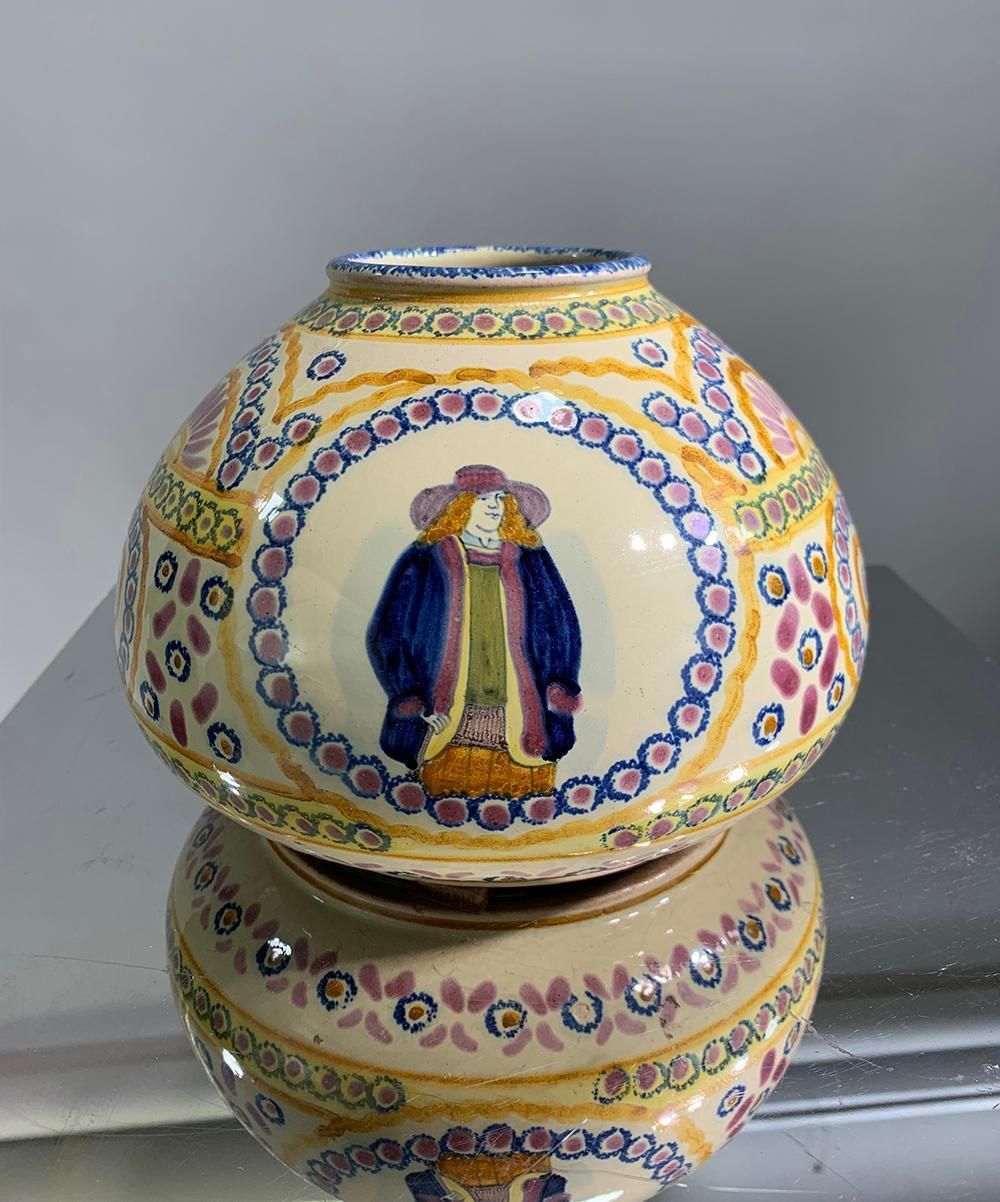 photo furniture Mid 20th Century French Hand Painted Faience Vase Signed Henriot Quimper