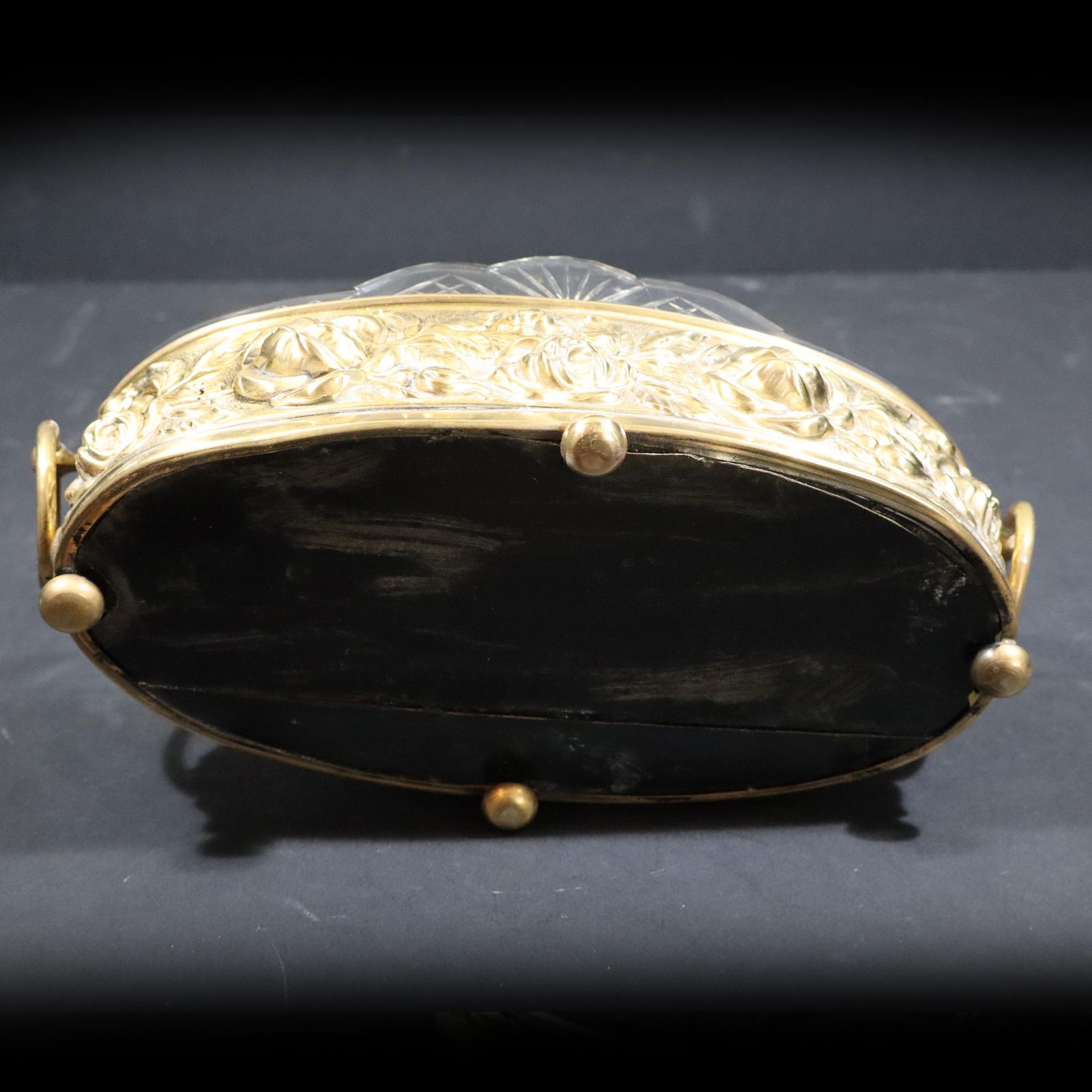 photo for sale Antique French Brass & Crystal Jardiniere   Elegant Centerpiece Fruit Bowl