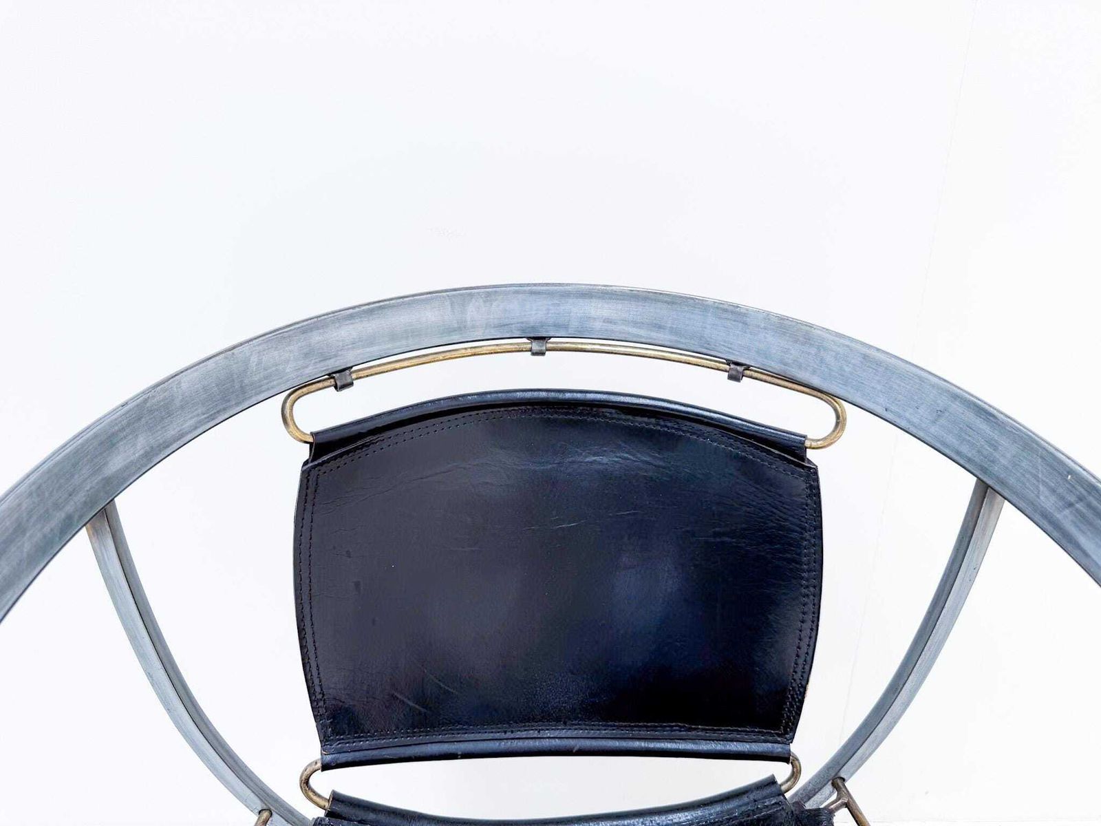 Alberto Orlandi Pompei Armchair In Steel, Bronze And Black Leather photo vinterior