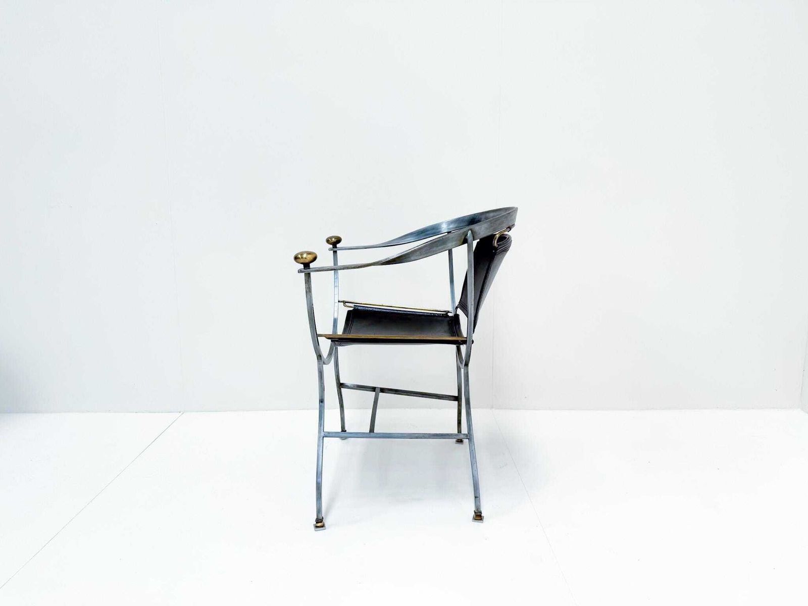 Alberto Orlandi Pompei Armchair In Steel, Bronze And Black Leather photo buy