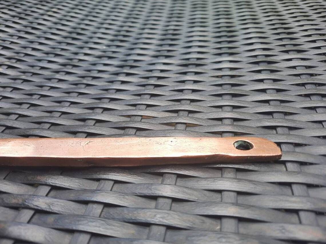 Antique French Copper Ladle: Hand Forged Colander Skimmer, 1800s Cookware photo vinterior