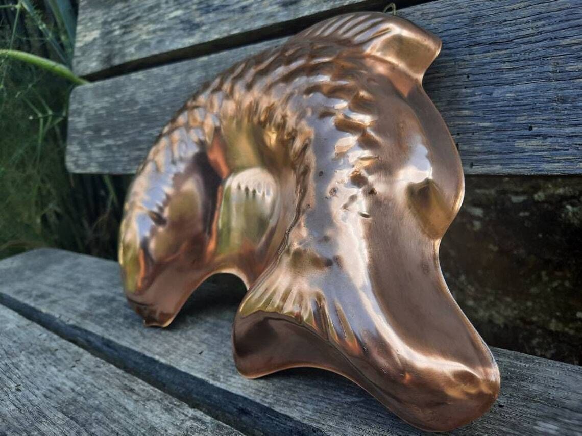 Vintage Copper Fish Jelly Mold: French Kitchen Decor photo vinterior