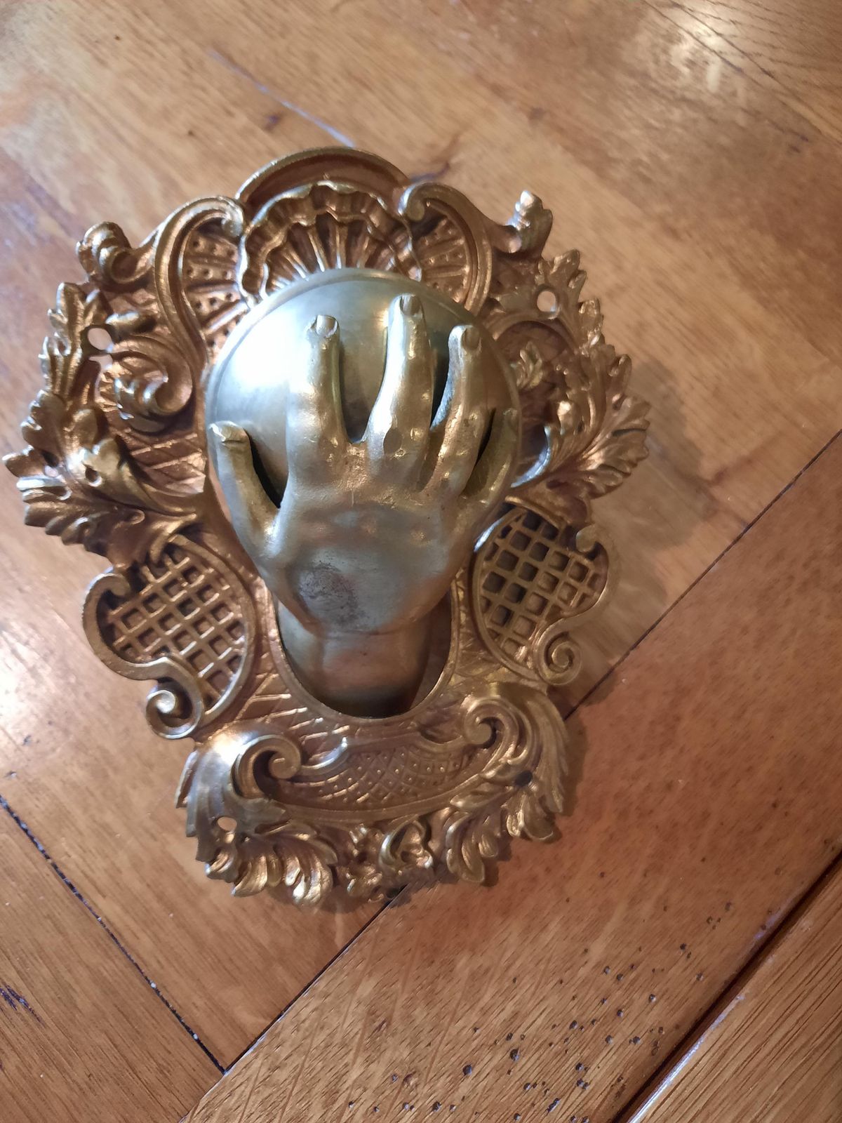 Antique Bronze Inkwell: French Chateau Armorial Desk Decor