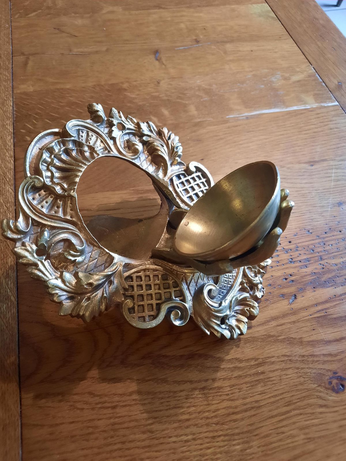 Antique Bronze Inkwell: French Chateau Armorial Desk Decor photo furniture