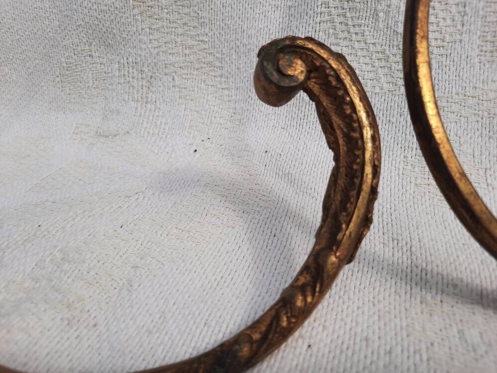 Antique Bronze Ormolu Curtain Tie Backs: French Chateau Window Hardware photo for sale