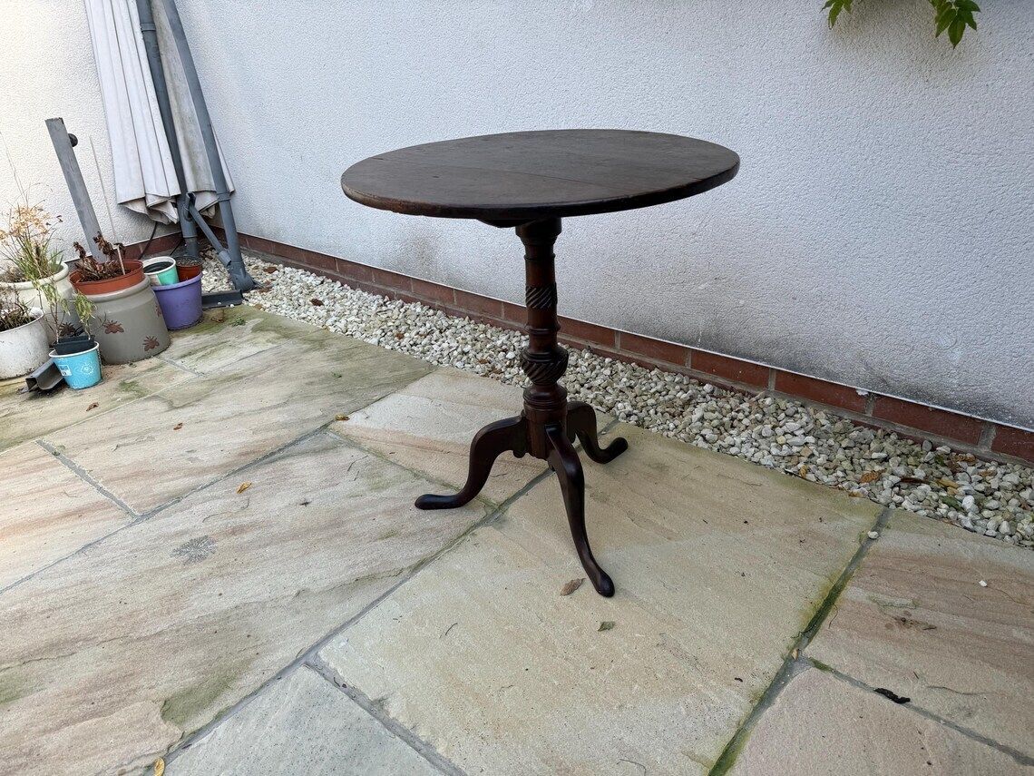 Antique Georgian Table Drop Tilt Top Tripod Table With Tripod Base photo Furniture