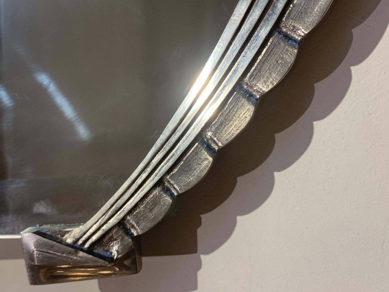 Late 20th Century Nickel  Plated French Art Deco Wall Mirror photo 3390.0