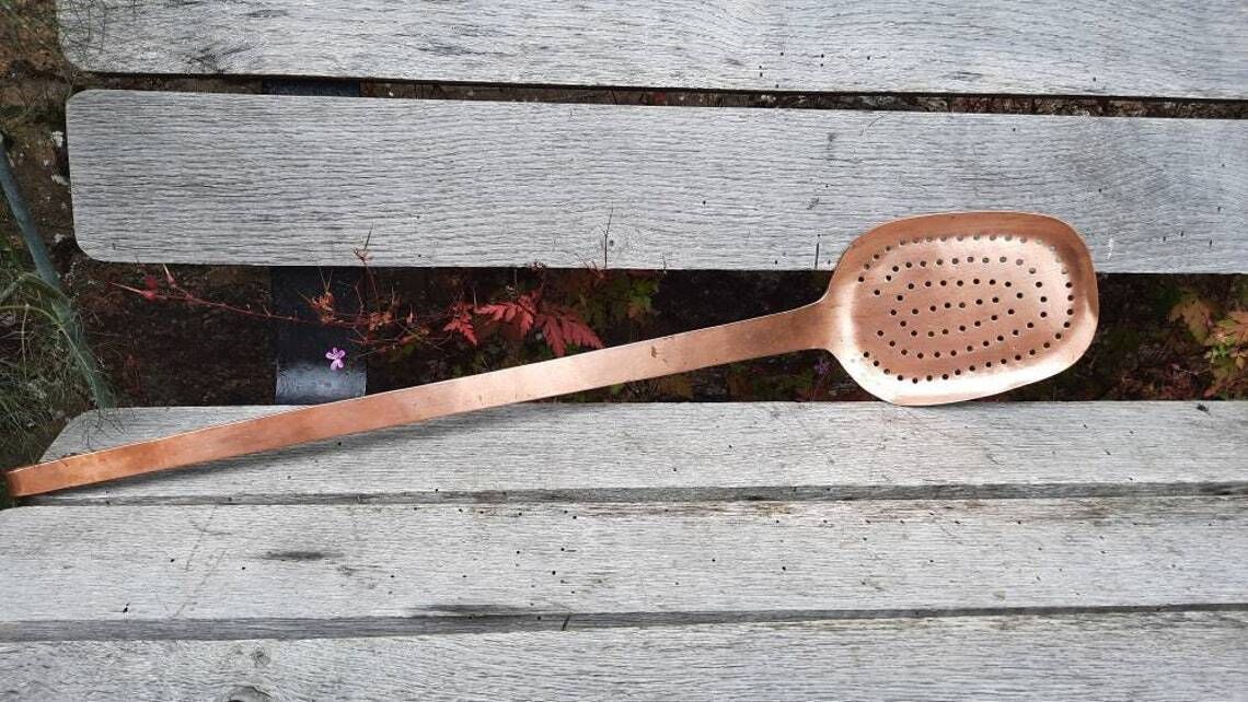 photo furniture Antique Chateau Copper Ladle: French Jam Pan Skimming Spoon