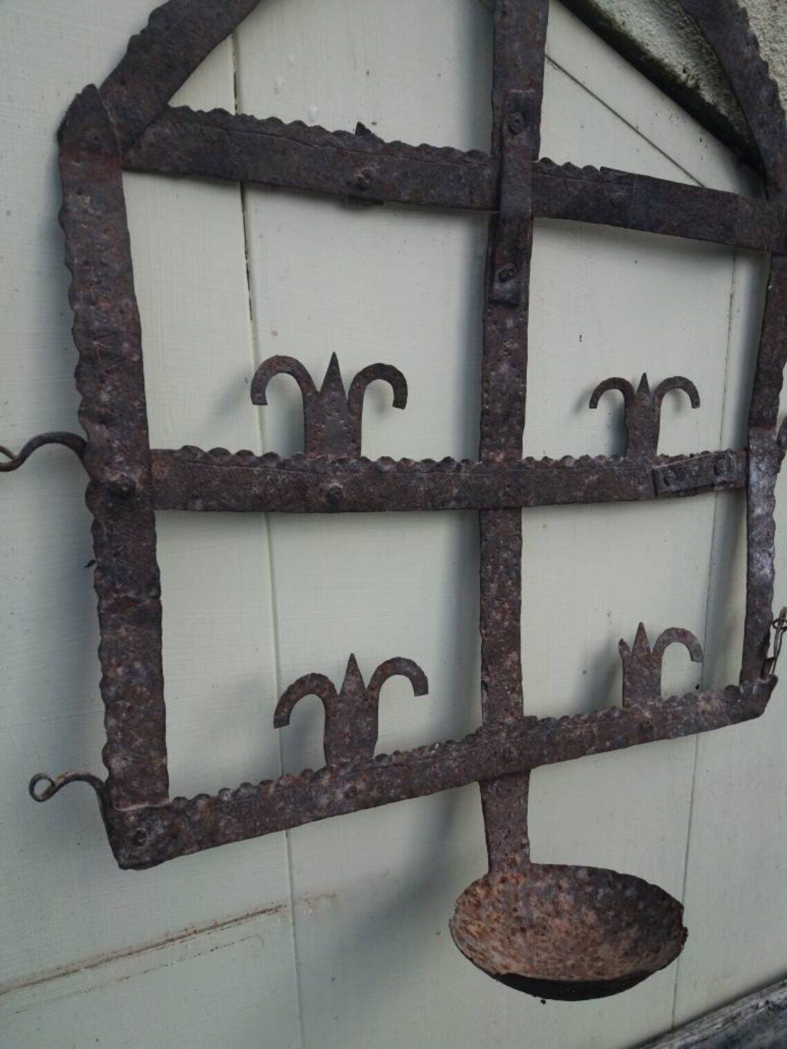Antique French Iron Candle Holder: Religious Wall Decor, Napoleon Era