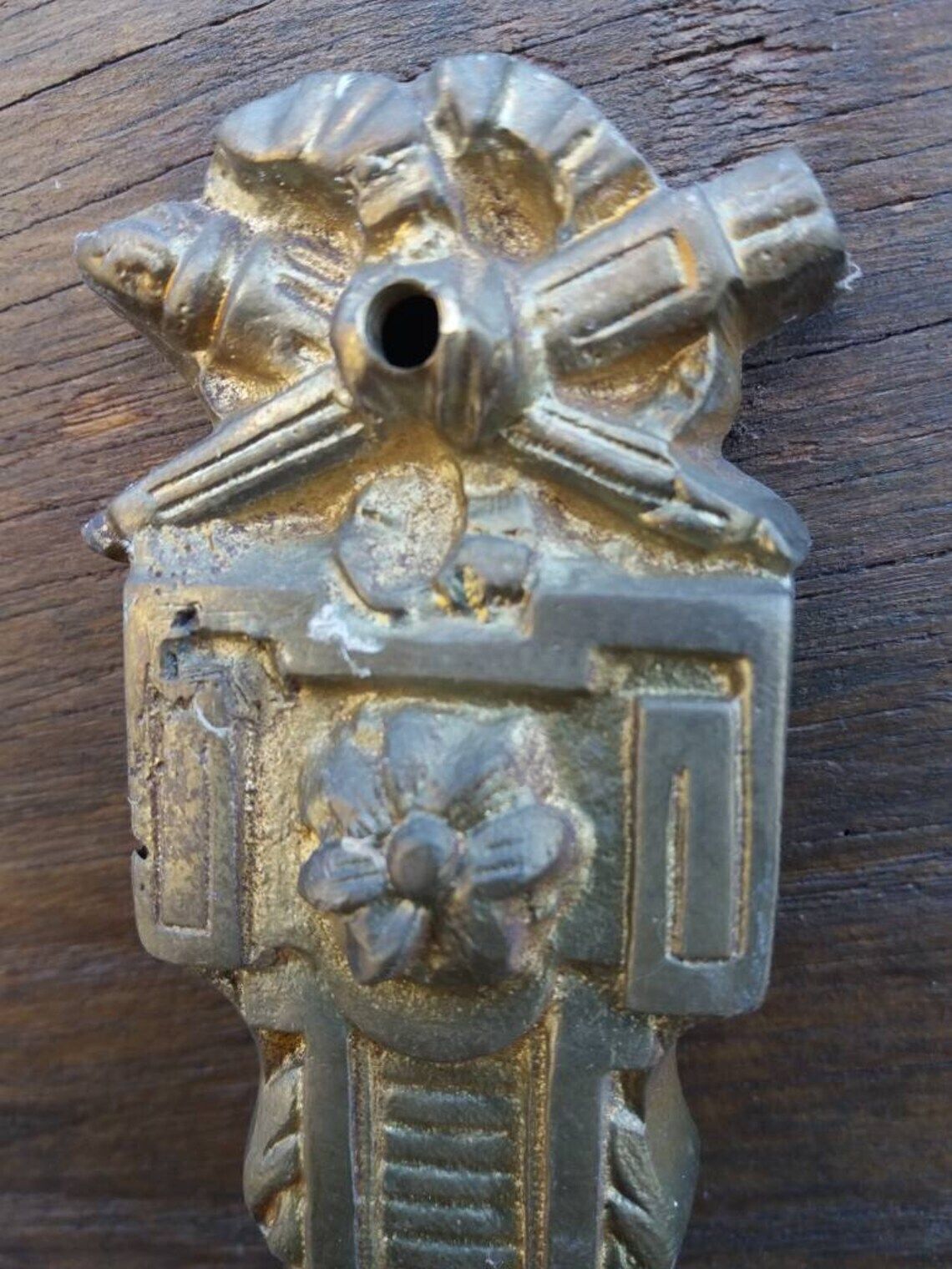 Antique French Ormolu Bronze Curtain Tie Backs: Window Hardware Pair photo for sale