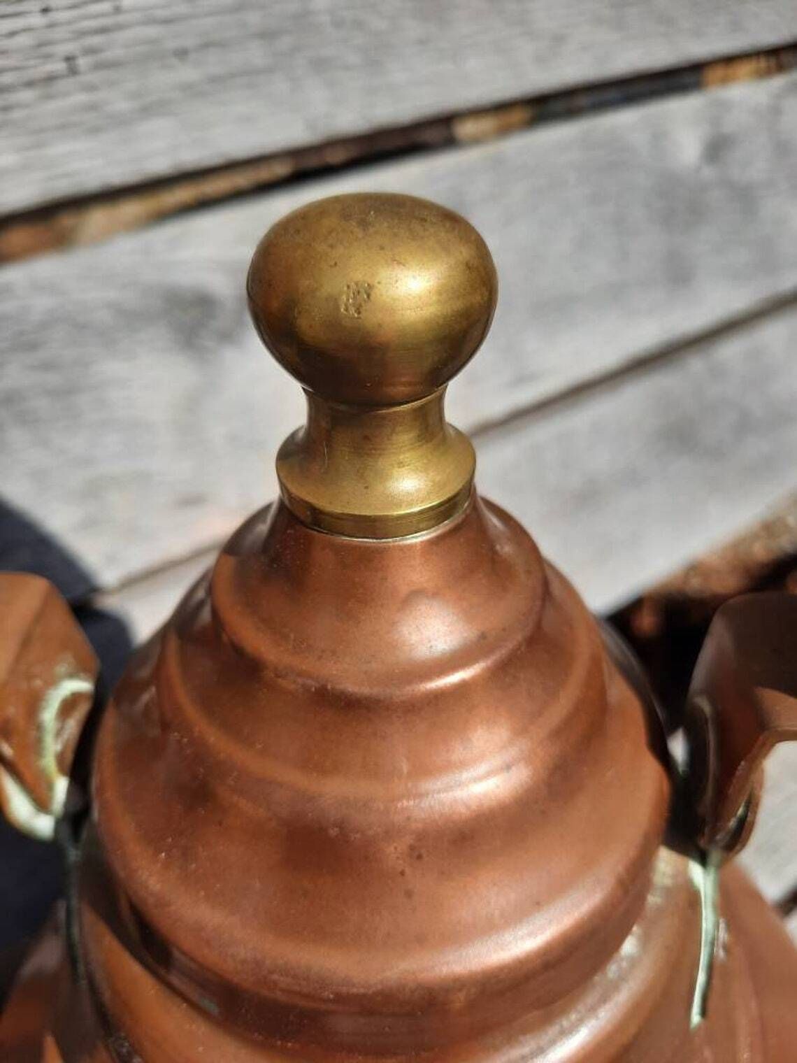 Antique French Copper Kettle: Tall Artisan Teapot, Villedieu Stamped photo Home Decor