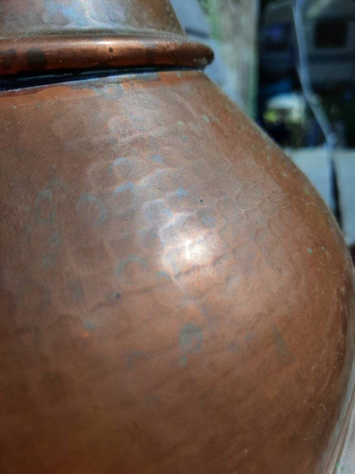 Antique French Copper Kettle: Tall Artisan Teapot, Villedieu Stamped photo vintage