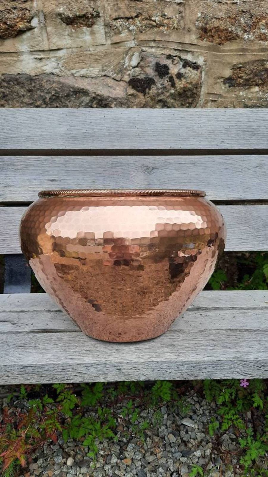 Rare Copper Plant Pot: Vintage French Champagne Ice Bucket photo vintage