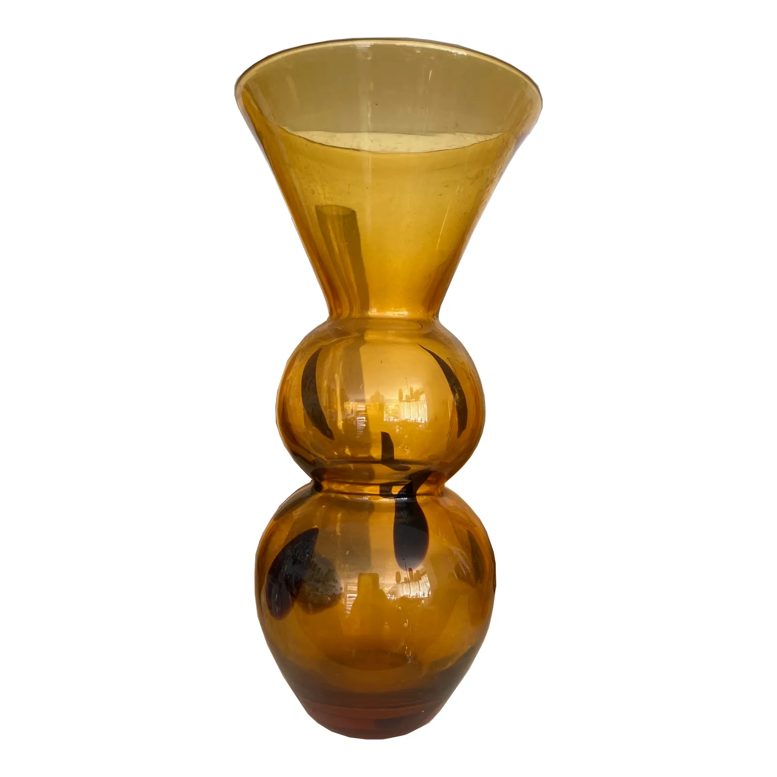 Vintage Amber Art Glass Vase,1950’s