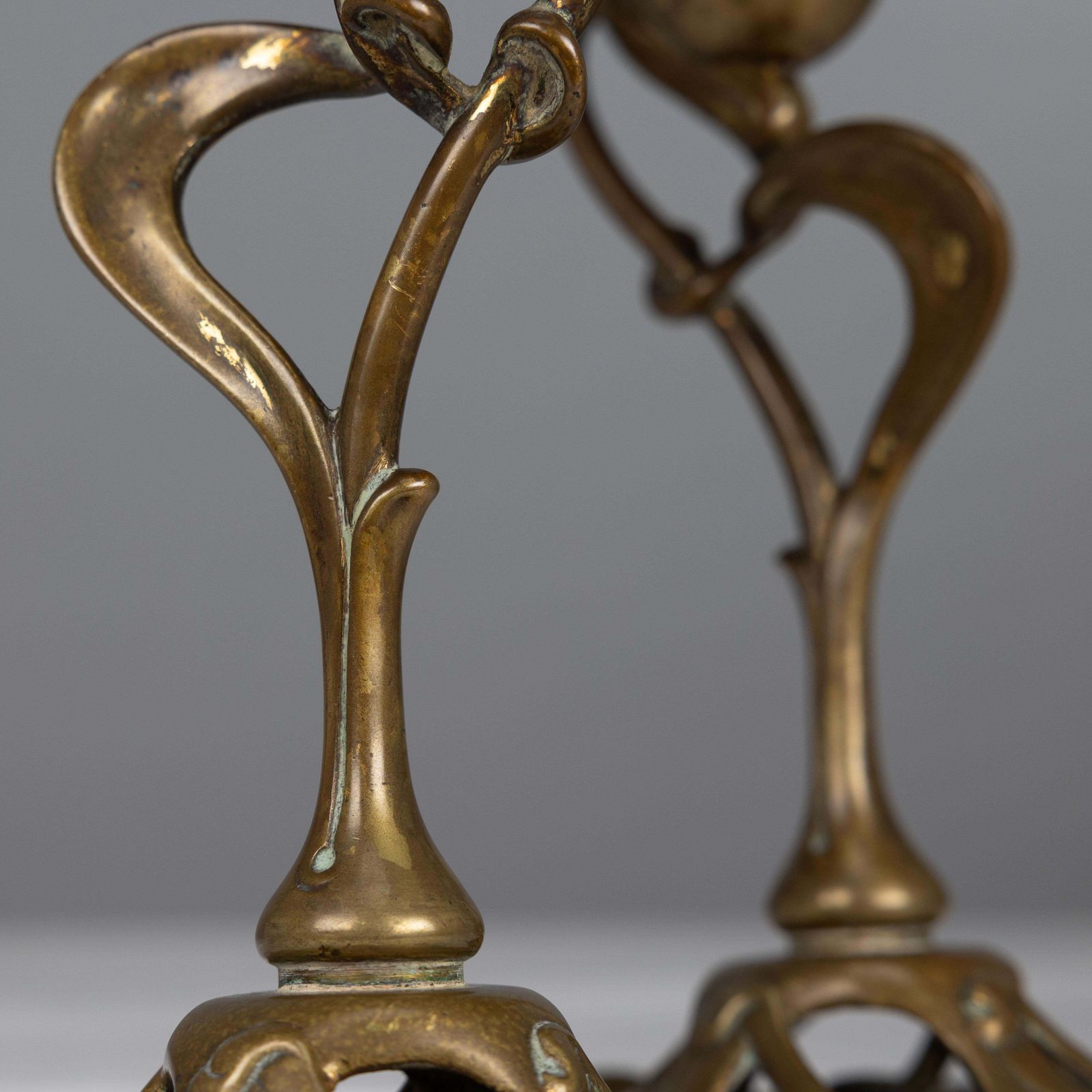 photo buy A Pair Of English Art Nouveau Candlesticks With Flowing Organic Decor