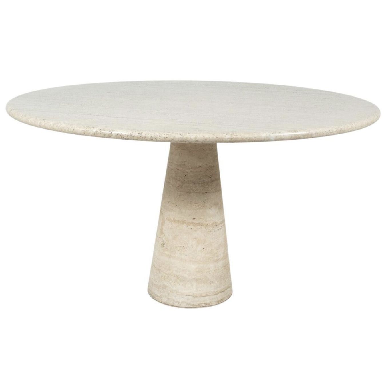 Mid Century Travertine Dining Table In Style Of Angelo Mangiarotti, Italy, 1970s