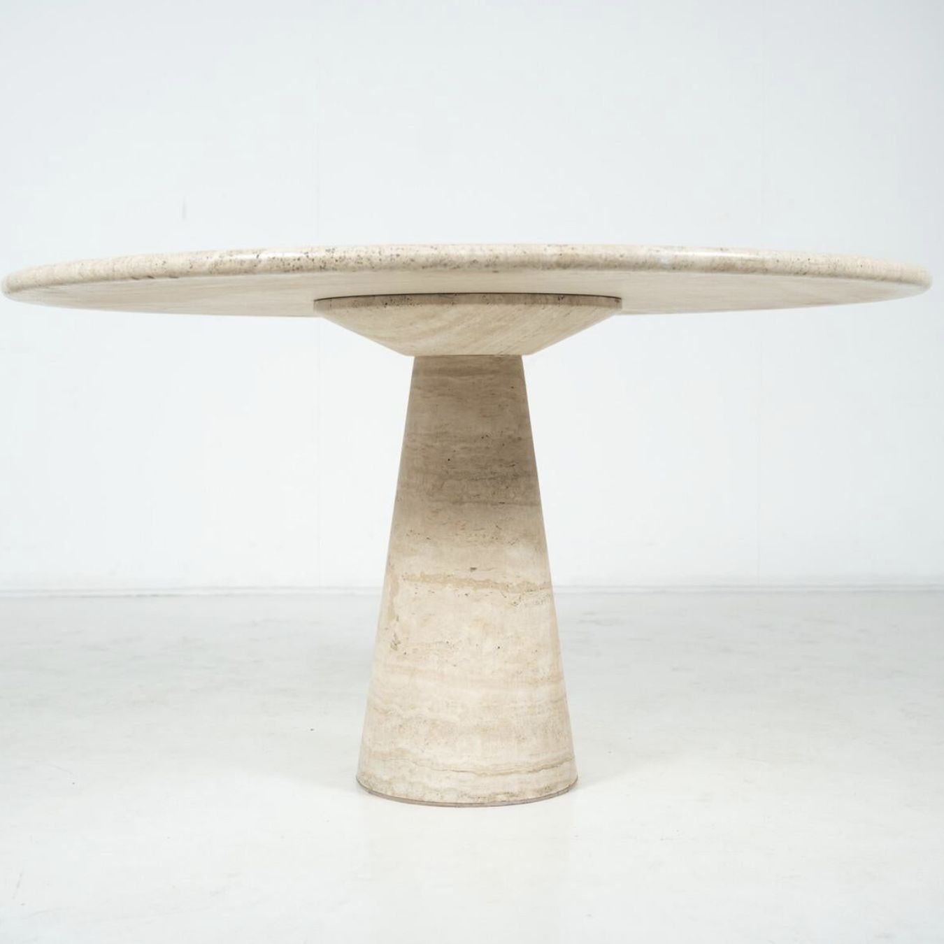 Mid Century Travertine Dining Table In Style Of Angelo Mangiarotti, Italy, 1970s photo buy