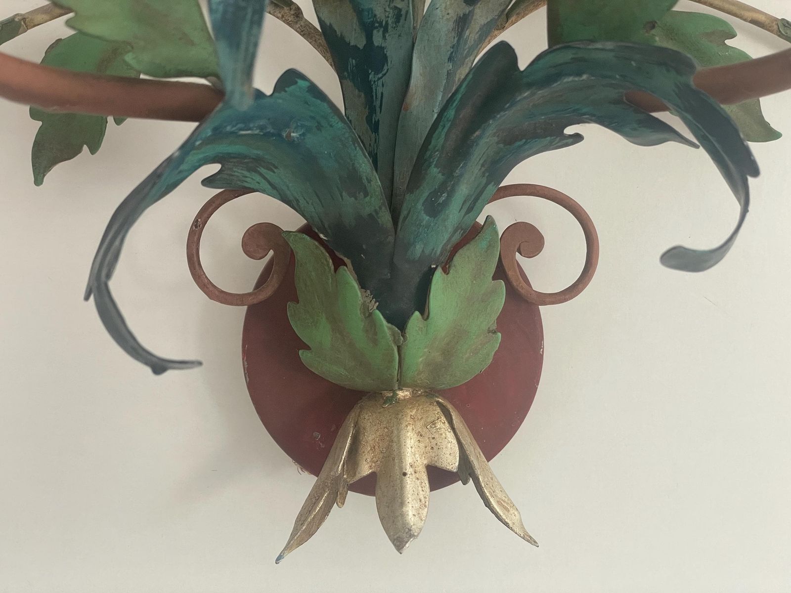 photo furniture Flower Design Green Metal Pair Of Florentiner Sconces By Lucienne Monique Scandicci Firenze, 1960s, Italy