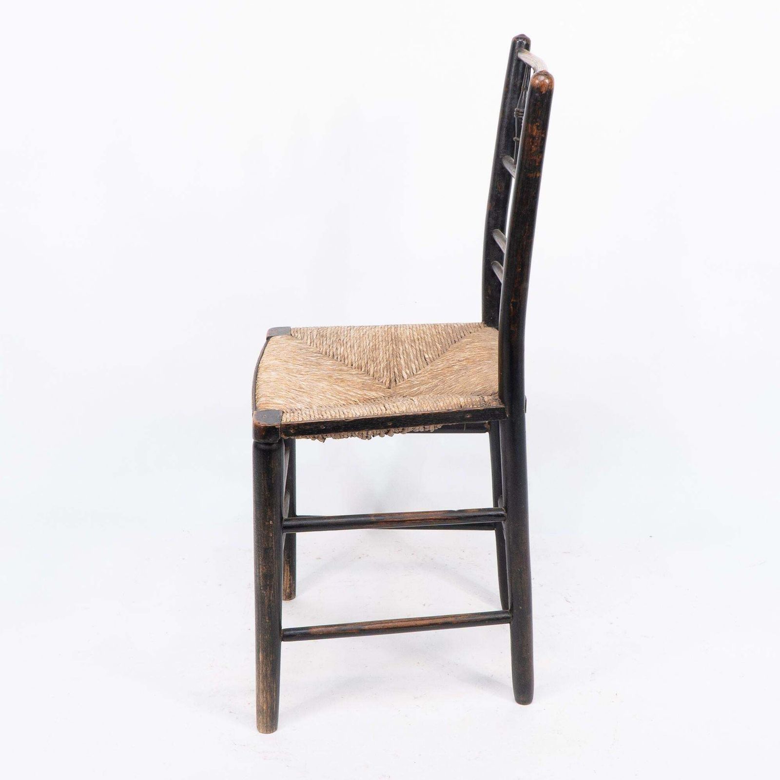 Attributed To Philip Webb Aesthetic Movement Original Rush Seat Sussex Chair photo Furniture