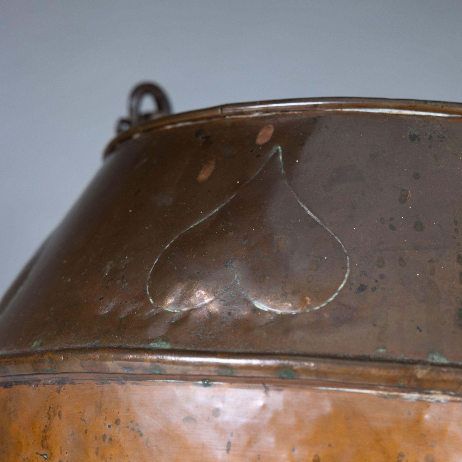 Home Decor An Arts And Crafts Copper Coal Bucket With Stylized Heart Decoration photo
