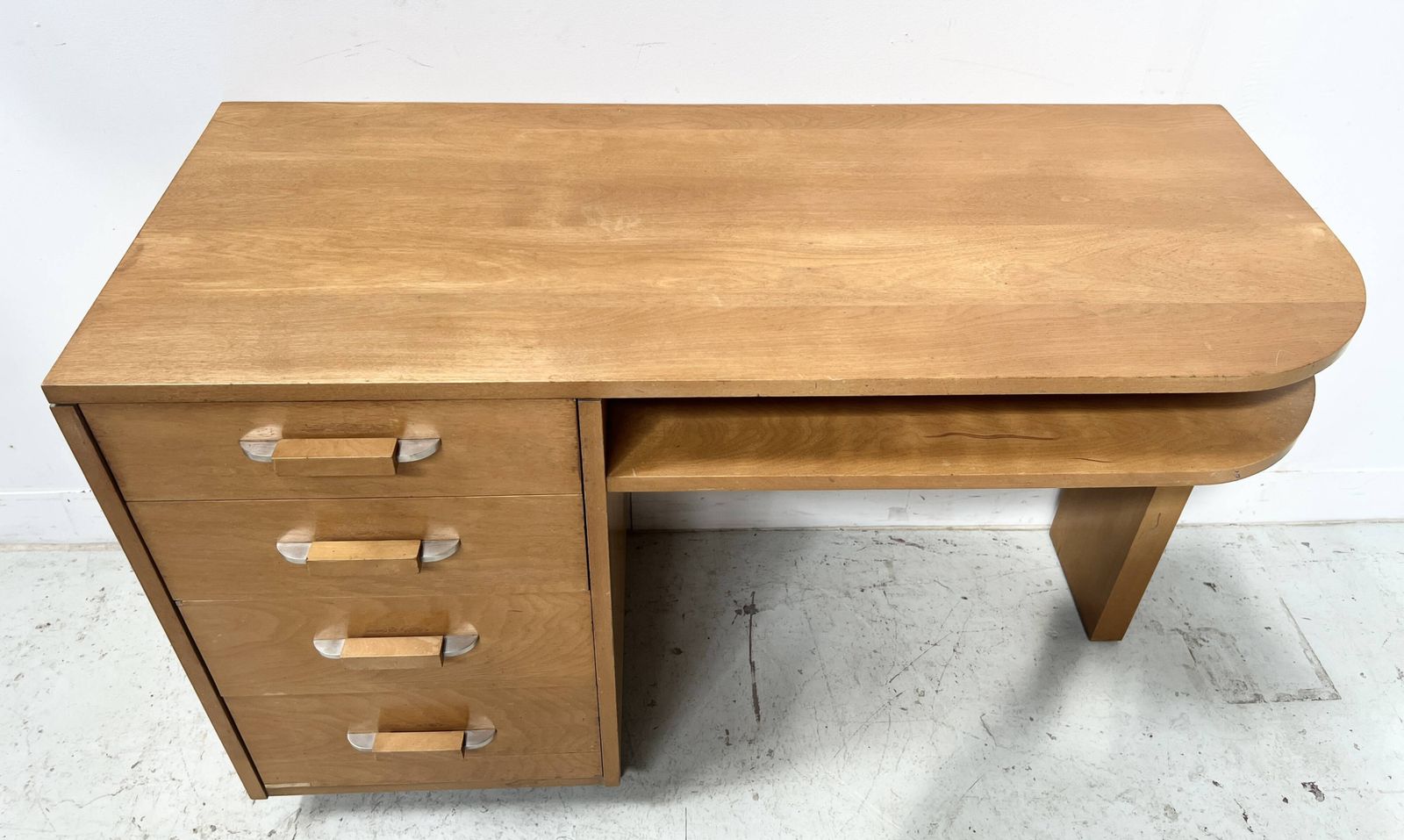 20th Century Maple Veneer Style Desk photo vintage
