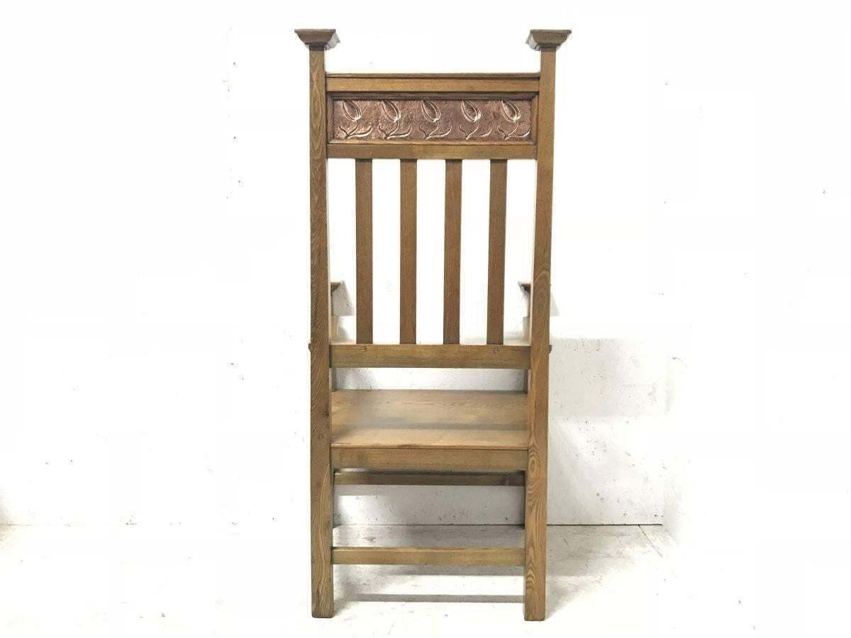R. W. Mcnerney – Arts And Crafts Ash Tall Back Armchair With Hayle Copper Panel photo Furniture