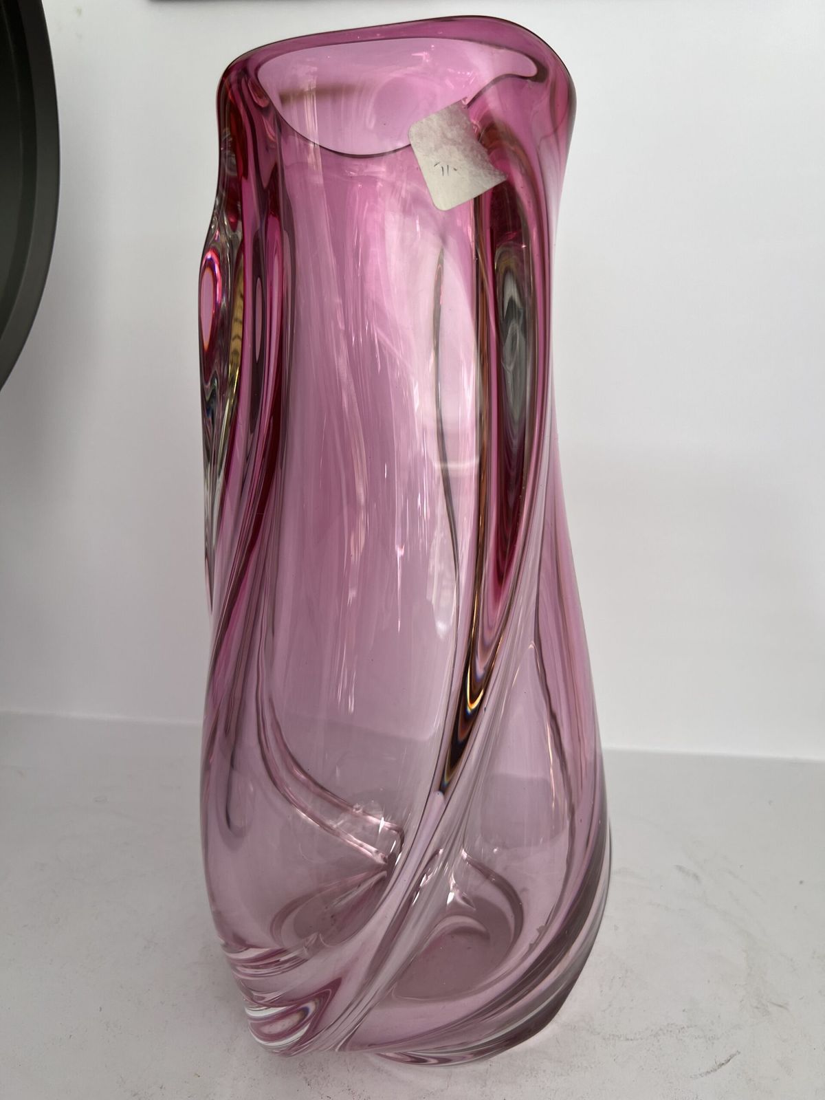 Large Murano Sommerso Swirl Vase – Cranberry/Pink & Clear Glass, 1970s photo 743.0