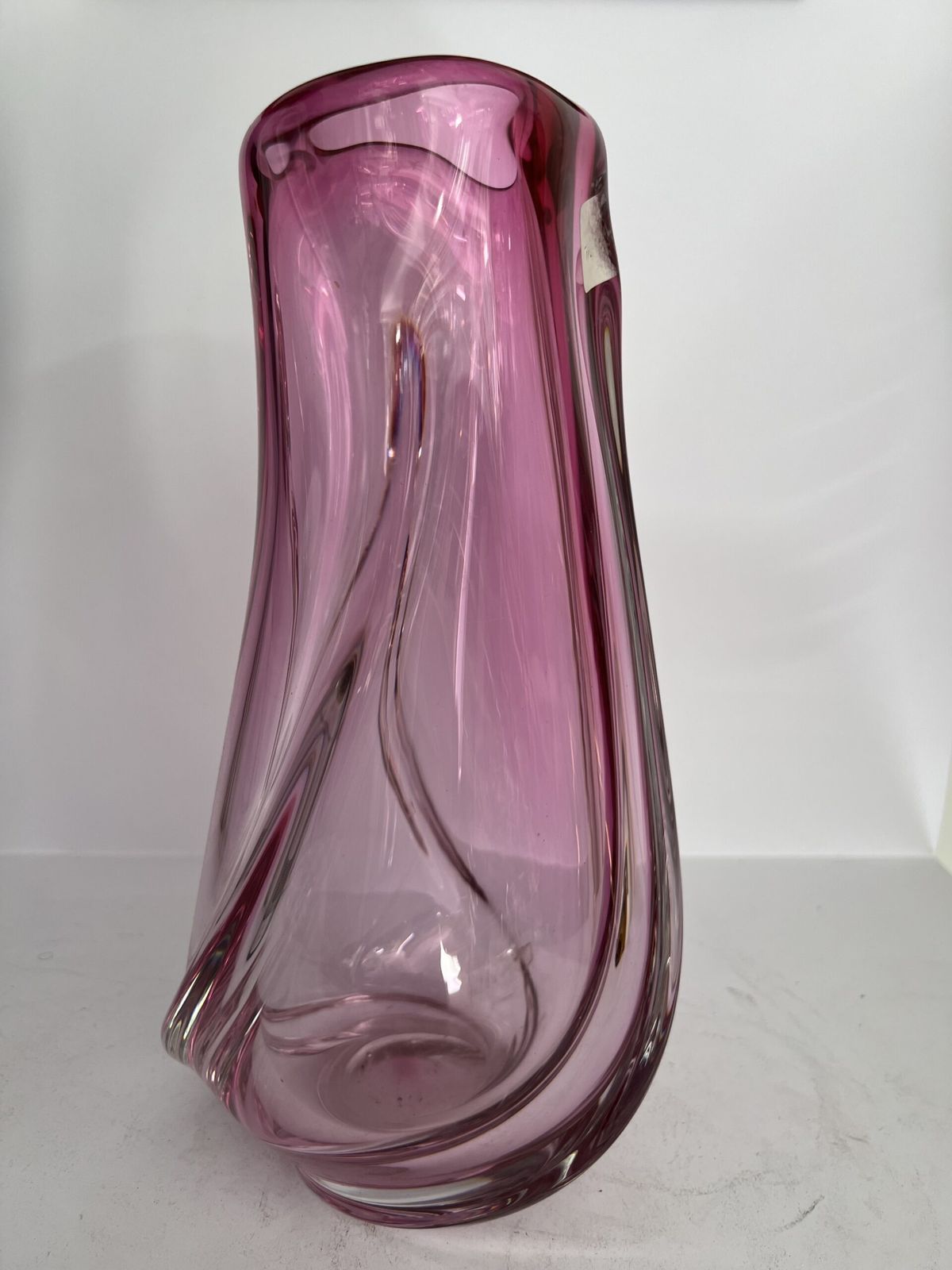 Large Murano Sommerso Swirl Vase – Cranberry/Pink & Clear Glass, 1970s photo vinterior